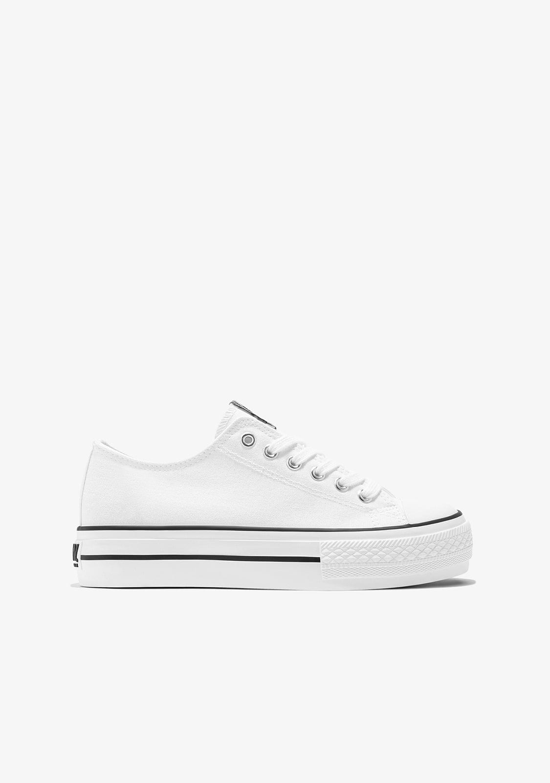 B&W JUNIOR Shoes Unisex White Basic Sneakers Canvas B&W