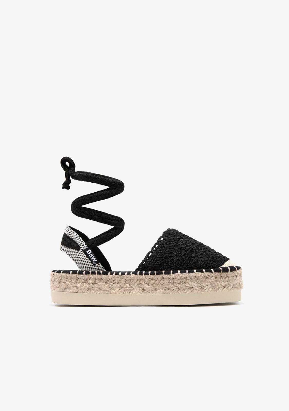 B&W JUNIOR TIRAS Black Crochet Espadrilles B&W