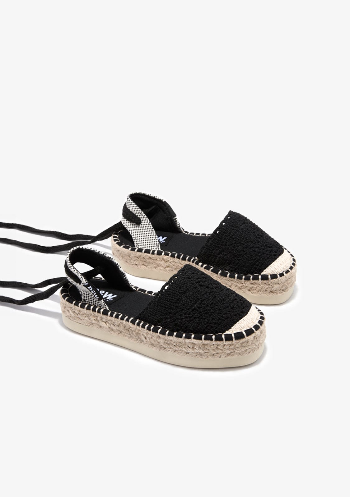 B&W JUNIOR TIRAS Black Crochet Espadrilles B&W