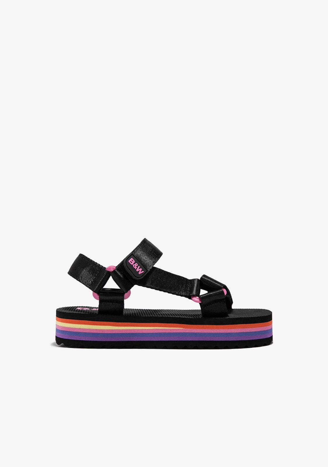 B&W JUNIOR TIRAS Black Platform Sandals B&W