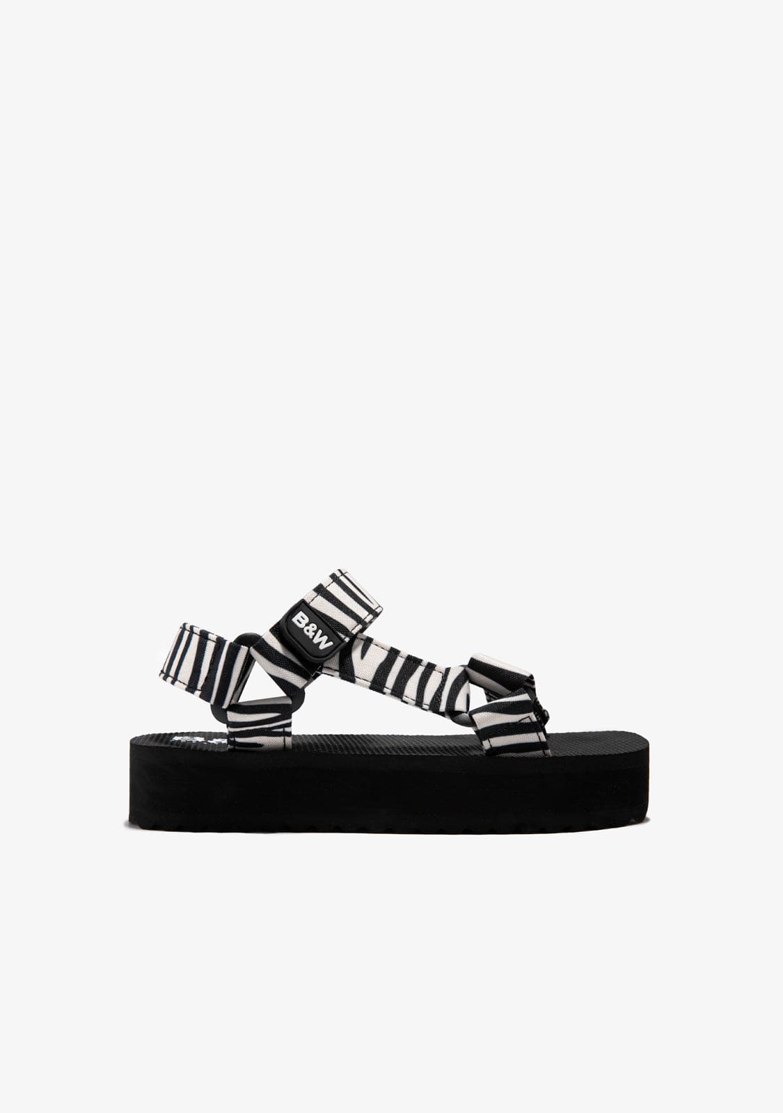 B&W JUNIOR TIRAS Zebra Platform Sandals B&W