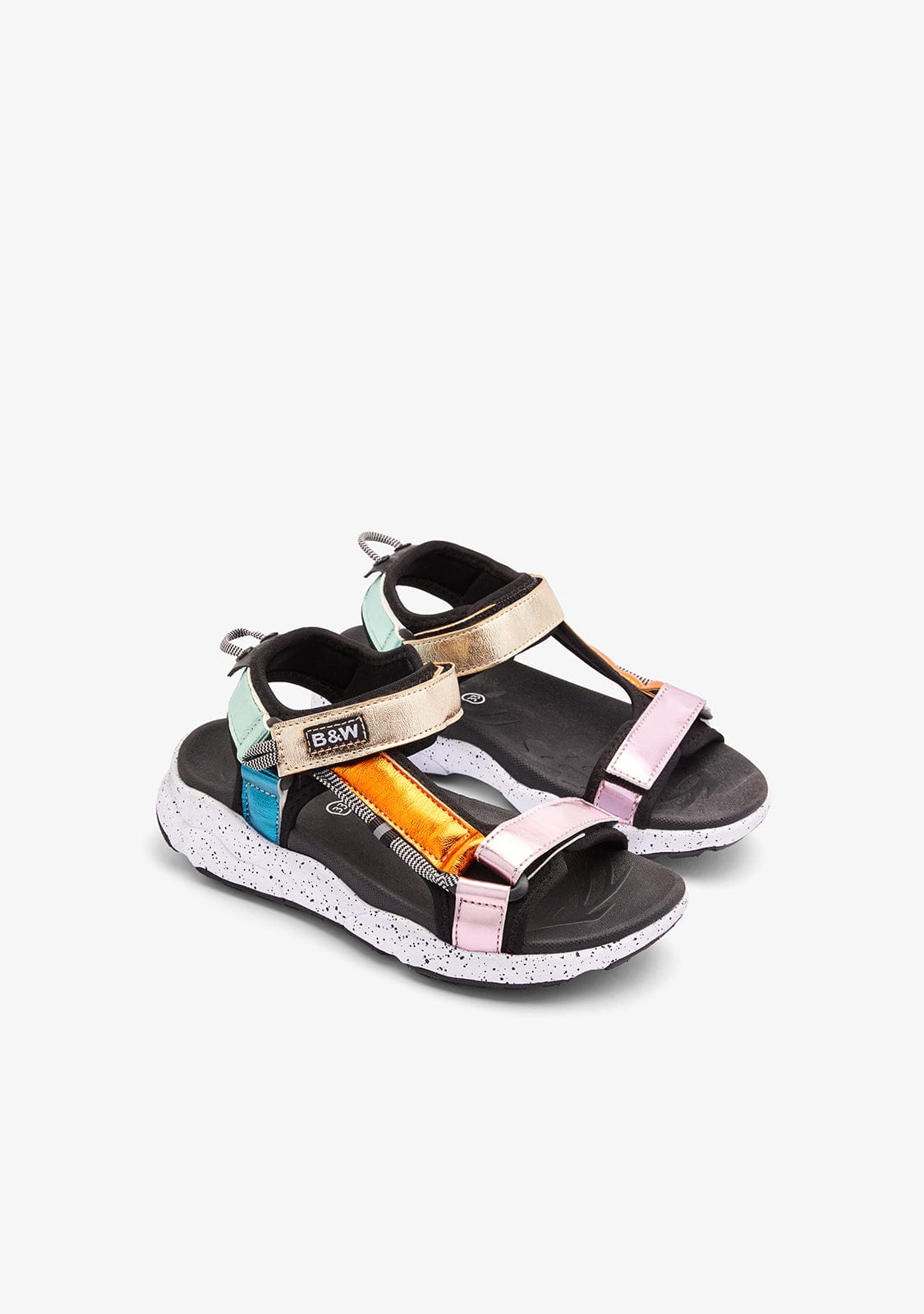 B&W JUNIOR ZAPATOS / SANDALIAS / TIRAS Black / Gold Strips Sandals