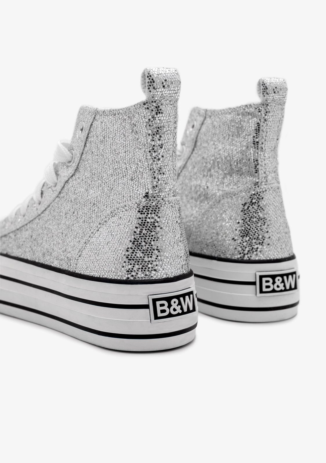 B&W JUNIOR ZAPATOS / SNEAKERS / BASKET Silver Glitter High Top Sneakers B&W