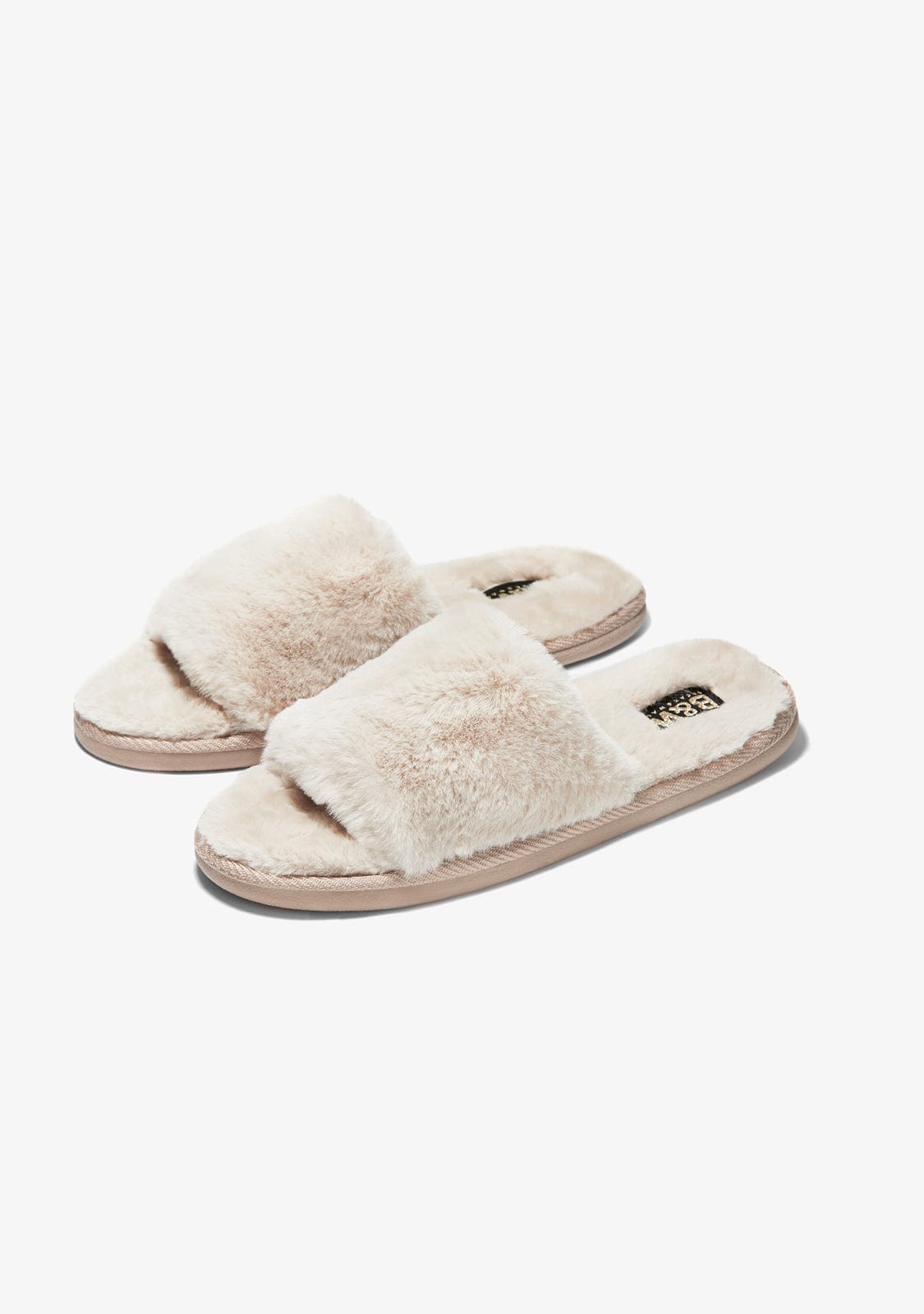 B & W Shoes Open Toe Beige Home Slipper