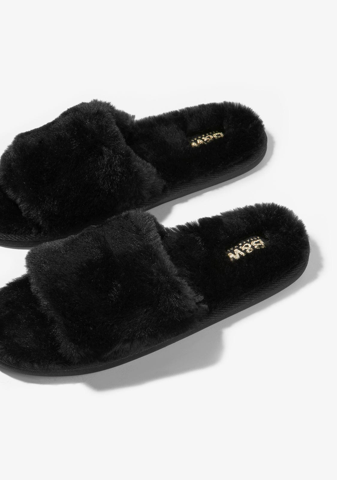 B & W Shoes Open Toe Black Home Slipper