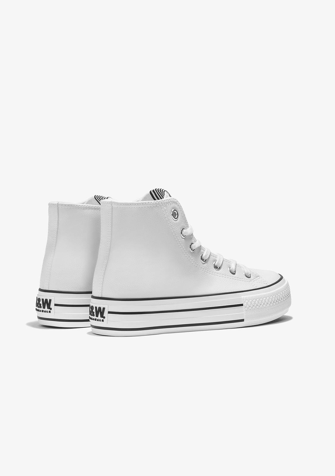 B & W Shoes White Platform Hi-Top Sneakers