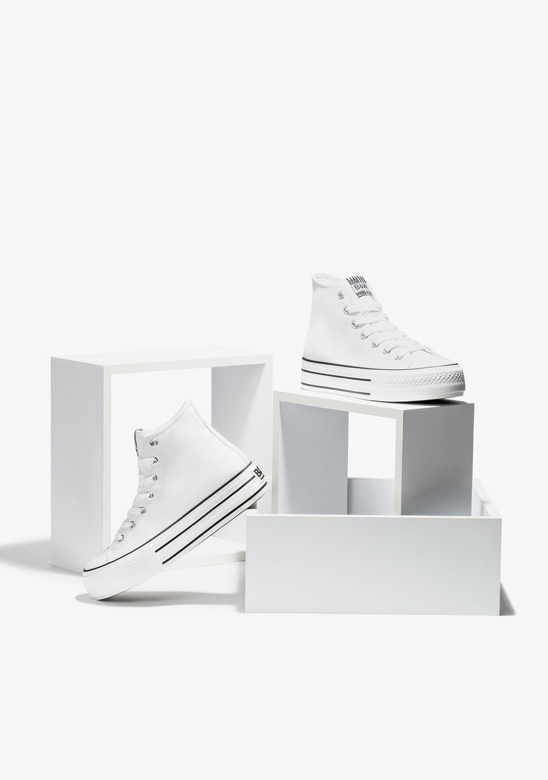 B & W Shoes White Platform Hi-Top Sneakers