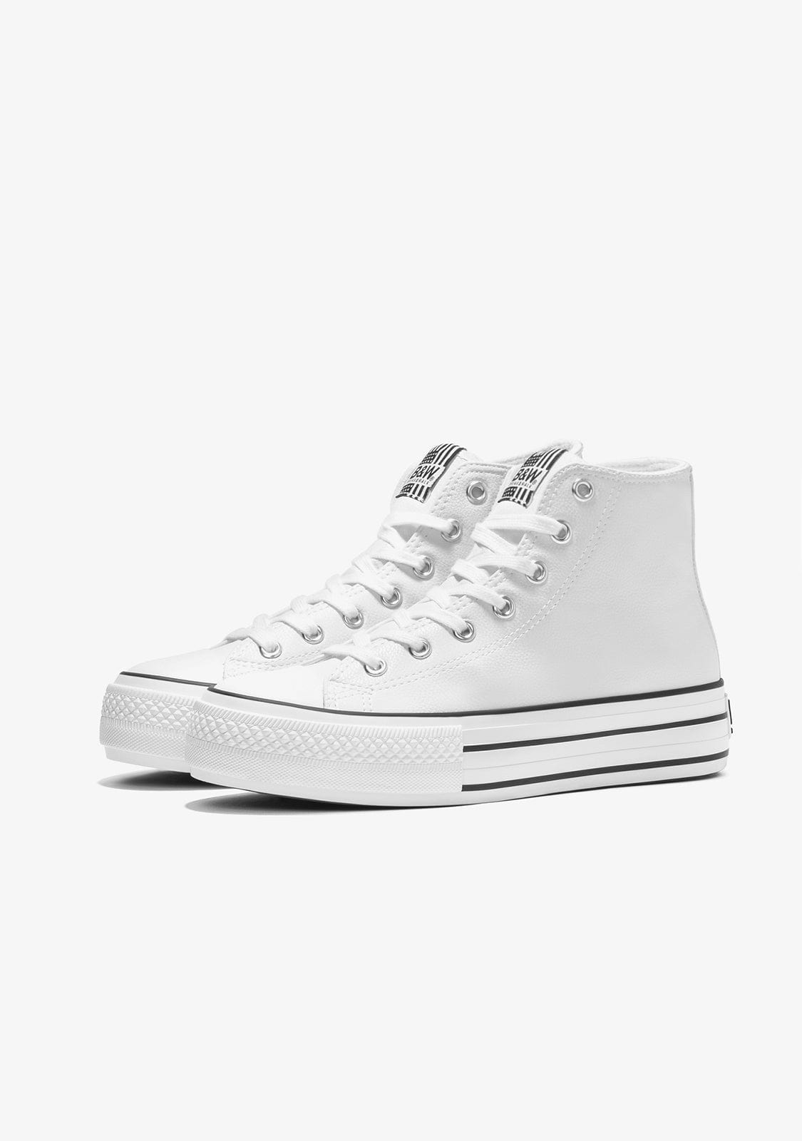 B & W Shoes White Platform Hi-Top Sneakers