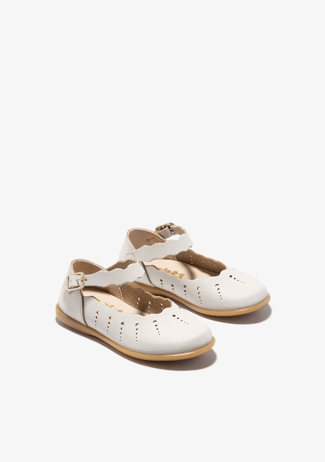 CONGUITOS BAILARINAS Baby´s Beige Waves Buckle Ballerinas
