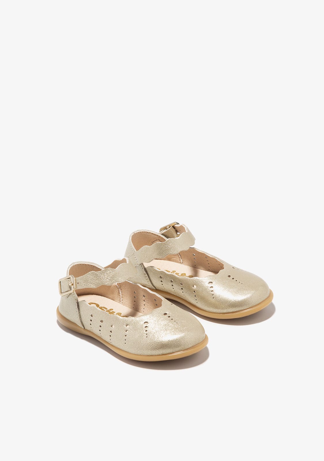 CONGUITOS BAILARINAS Baby´s Gold Waves Buckle Ballerinas