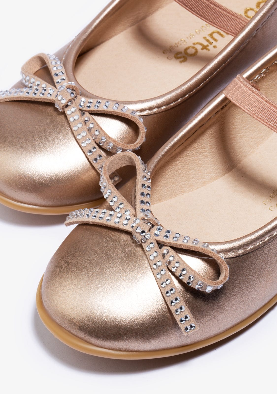 CONGUITOS BAILARINAS Gold Bow Strass Ballerinas