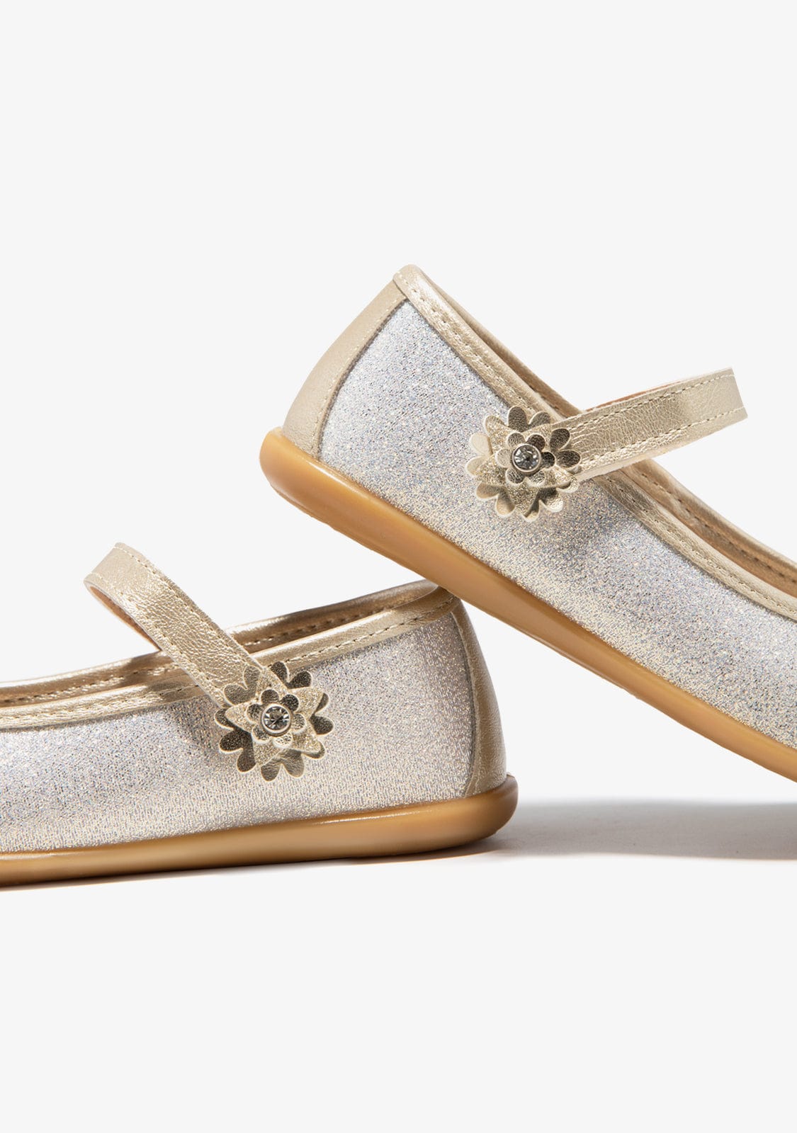 CONGUITOS BAILARINAS Gold Flower Glitter Ballerinas