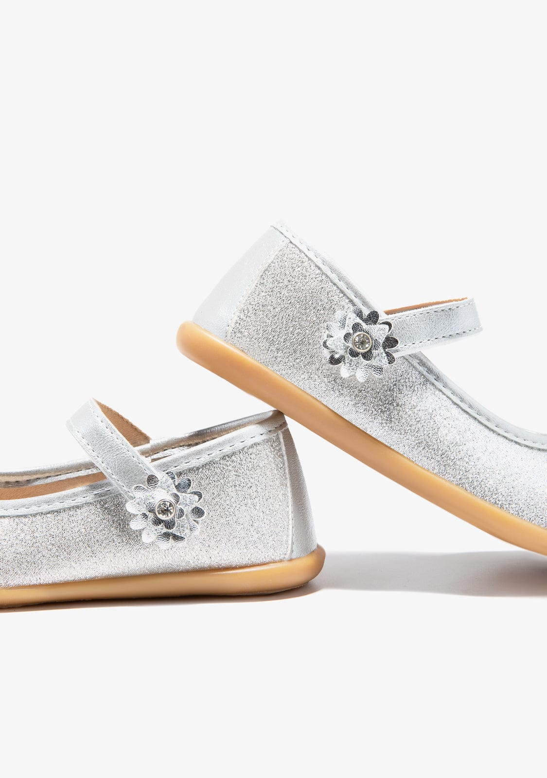 CONGUITOS BAILARINAS Silver Flower Glitter Ballerinas