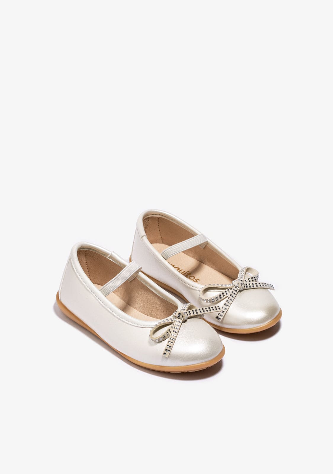 CONGUITOS BAILARINAS White Bow Strass Ballerinas