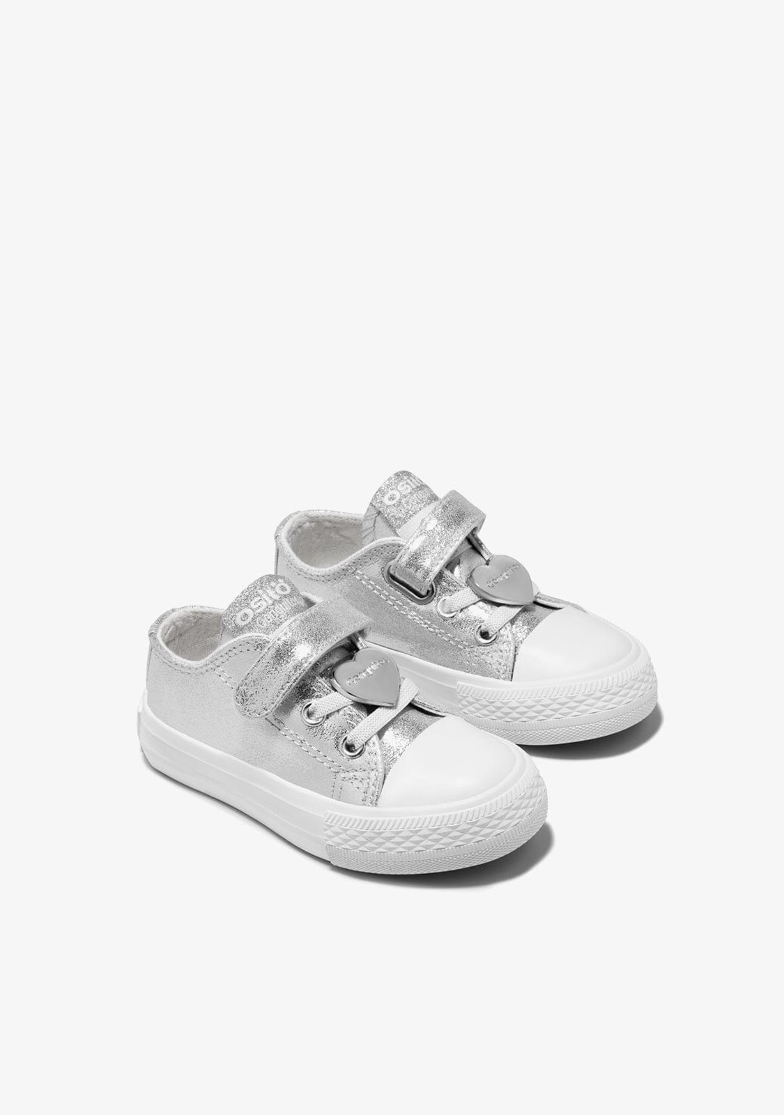 Conguitos BASKET Baby´s Metallized Silver Canvas Sneakers