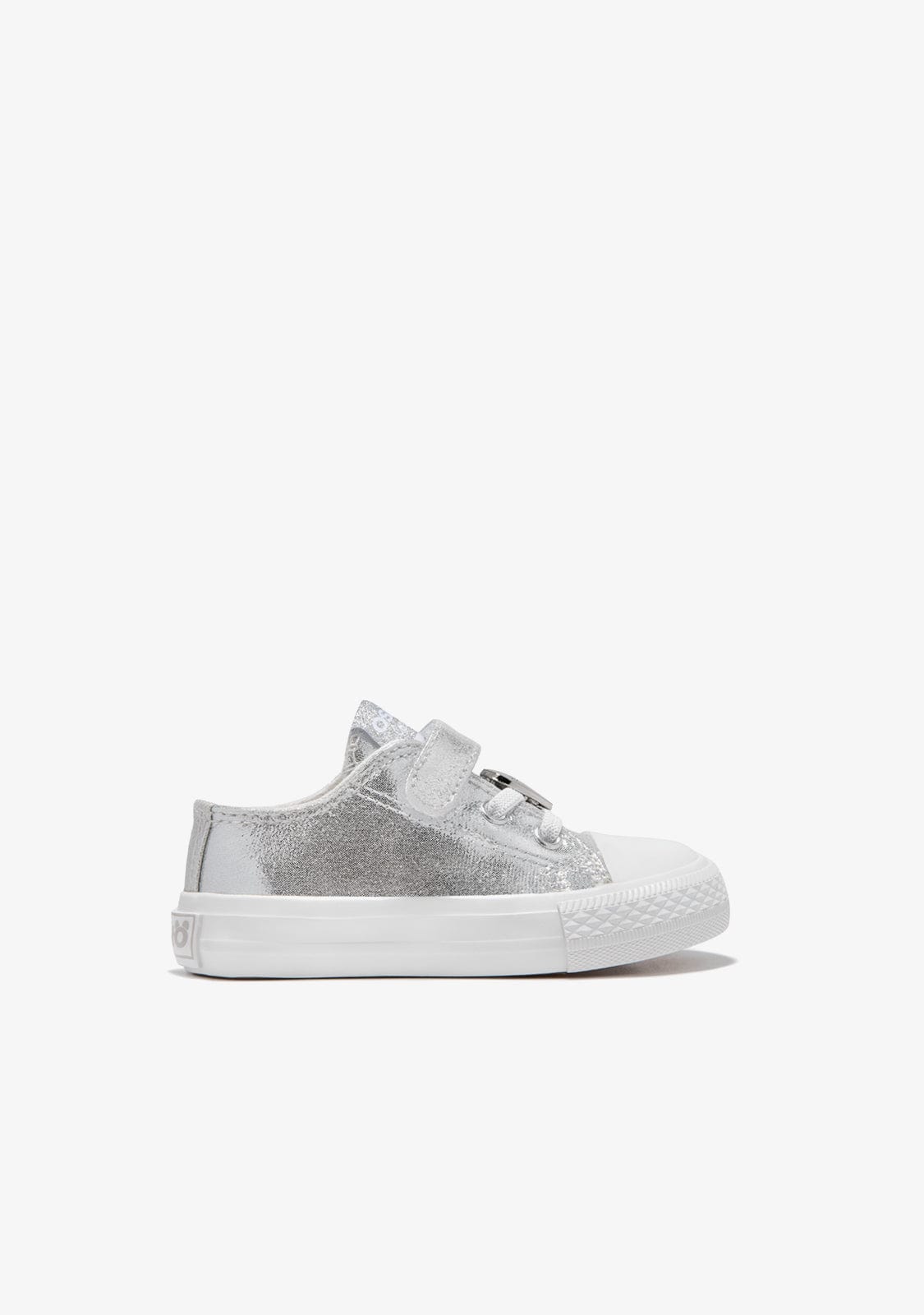 Conguitos BASKET Baby´s Metallized Silver Canvas Sneakers