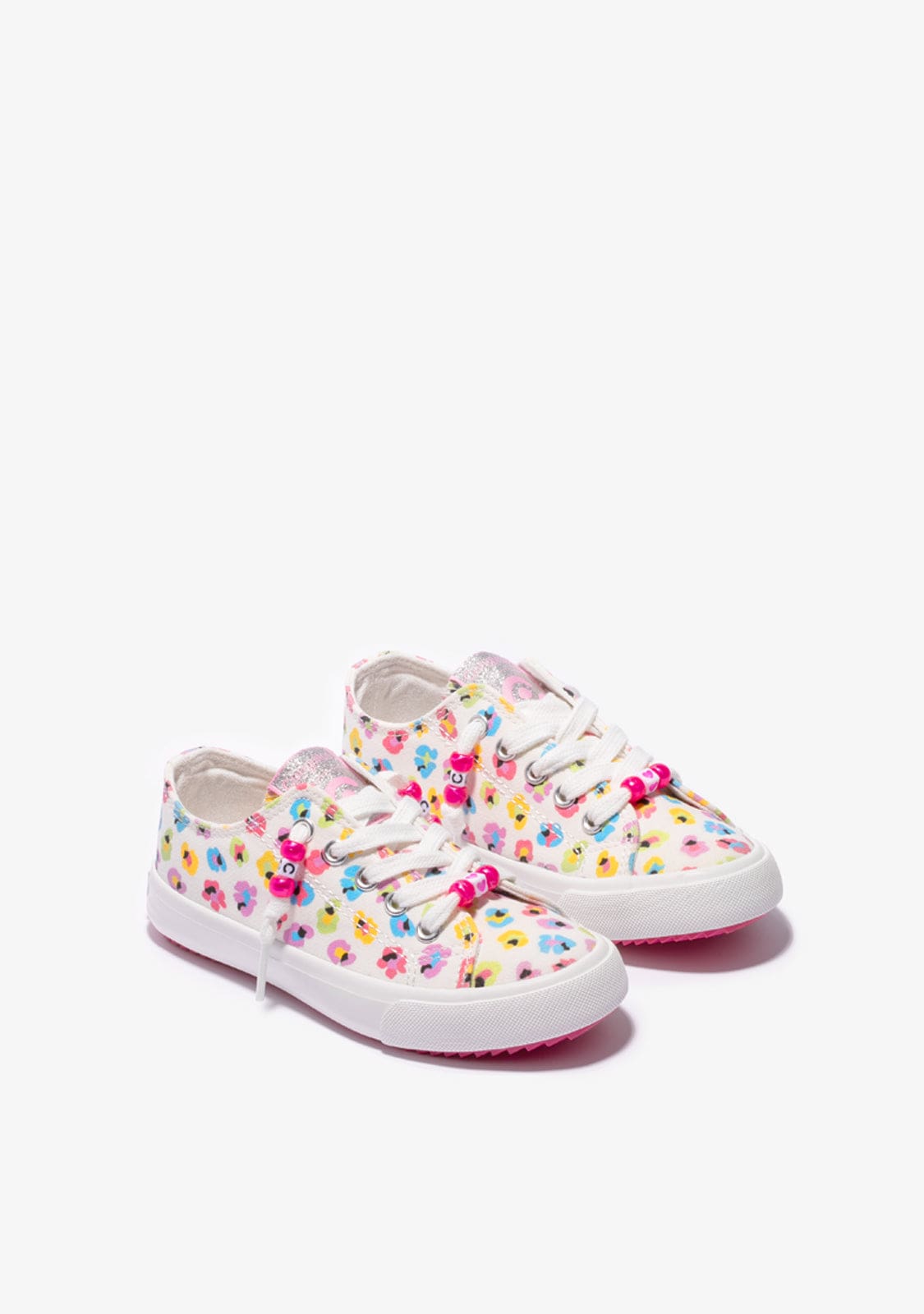 Conguitos BASKET Floral Canvas White Sneakers