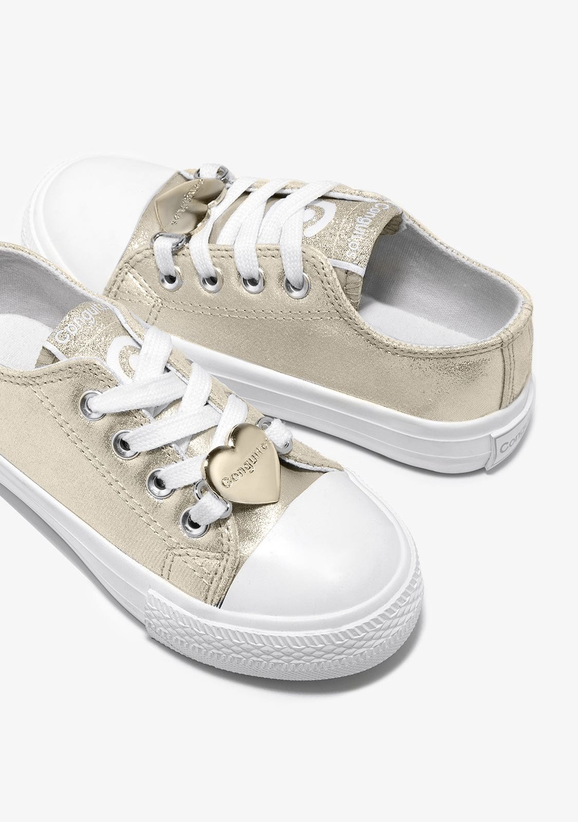 Conguitos BASKET Gold Heart Metallized Canvas Sneakers