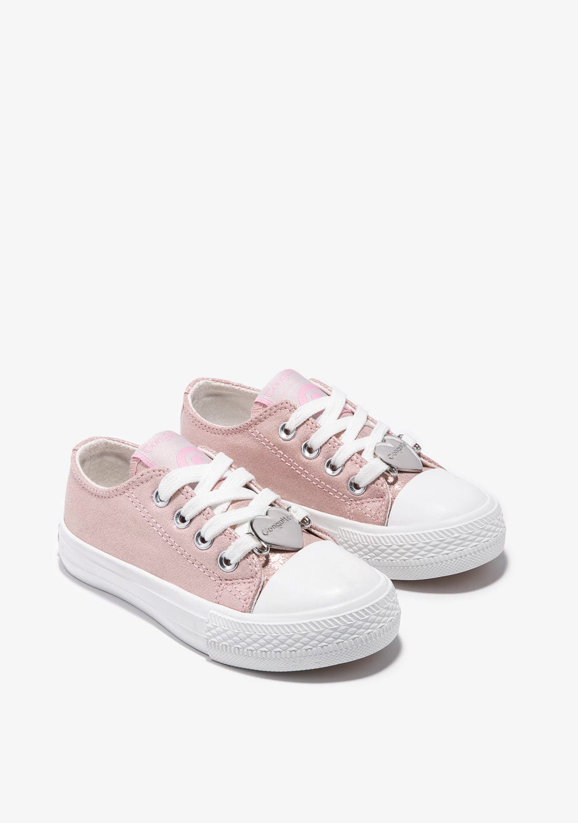 Conguitos BASKET Pink Heart Metallized Canvas Sneakers