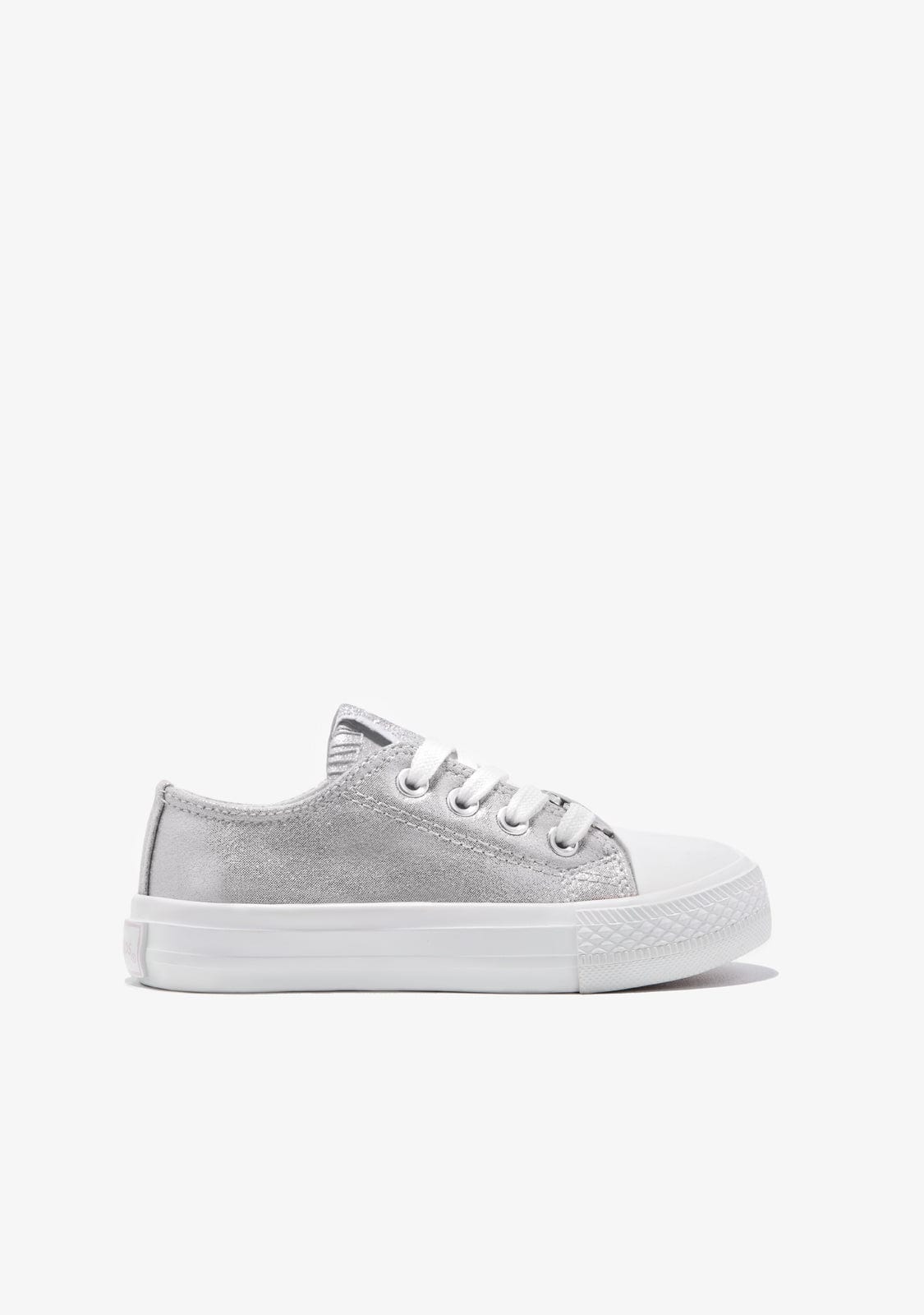 Conguitos BASKET Silver Heart Metallized Canvas Sneakers