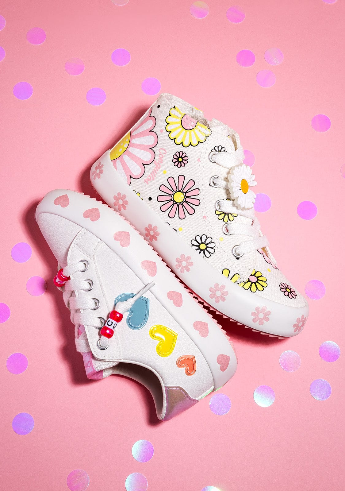 CONGUITOS BASKET White Glows in the dark Flowers High Top Sneakers