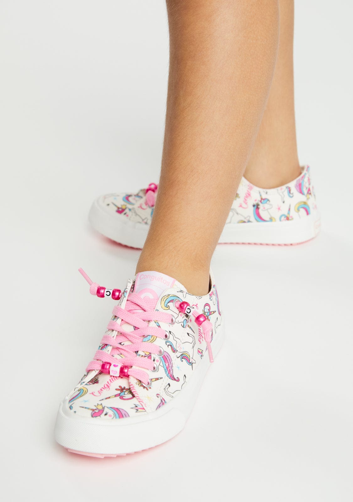 CONGUITOS BASKET White Unicorn Canvas Sneakers