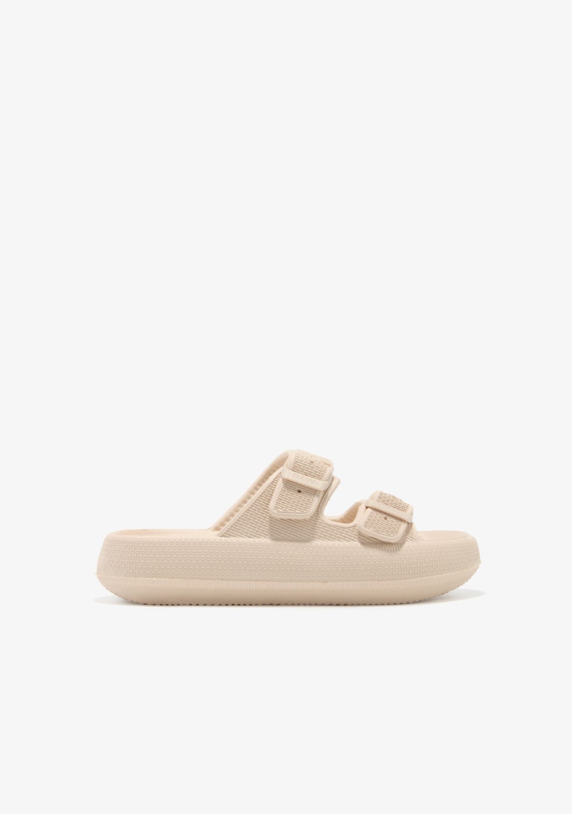 CONGUITOS HEBILLAS Beige Double Buckle Slides