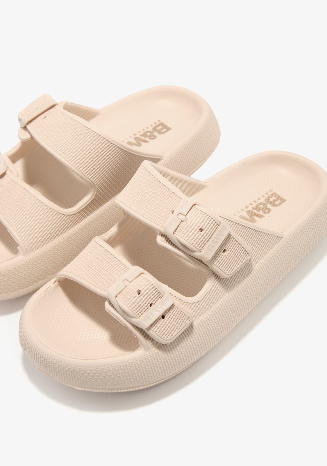 CONGUITOS HEBILLAS Beige Double Buckle Slides