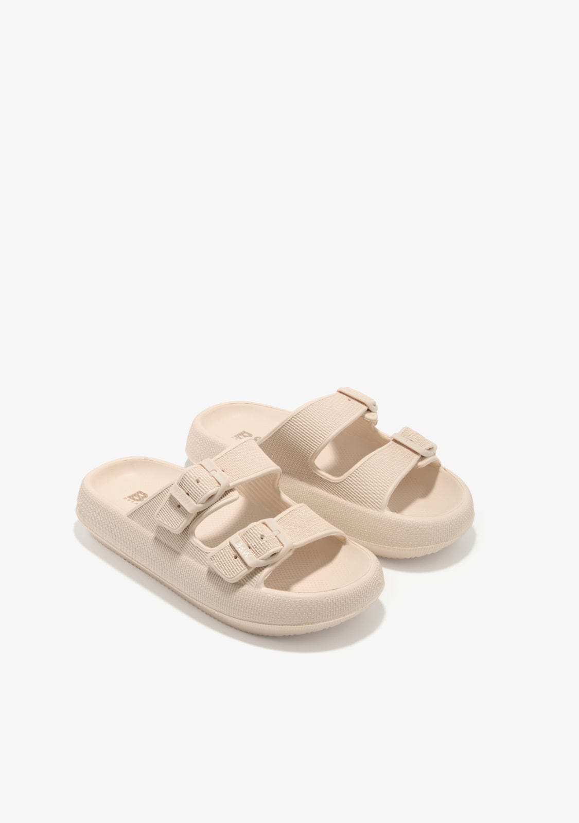 CONGUITOS HEBILLAS Beige Double Buckle Slides