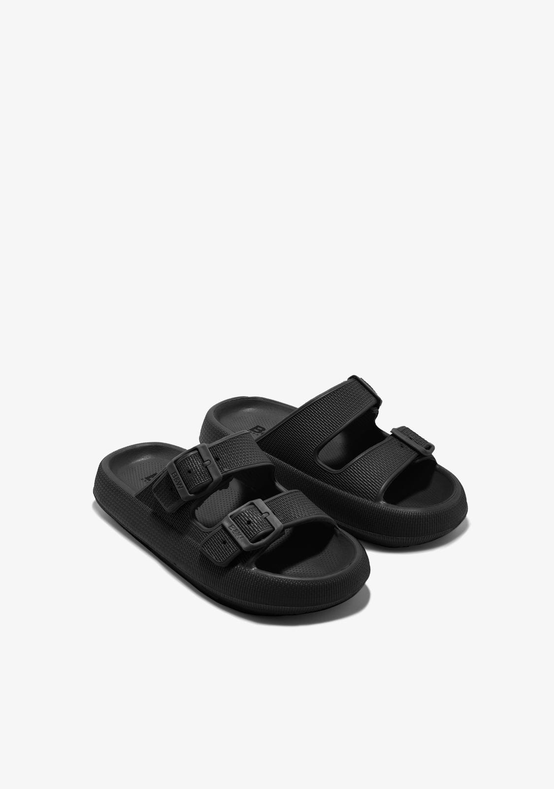 CONGUITOS HEBILLAS Black Double Buckle Slides