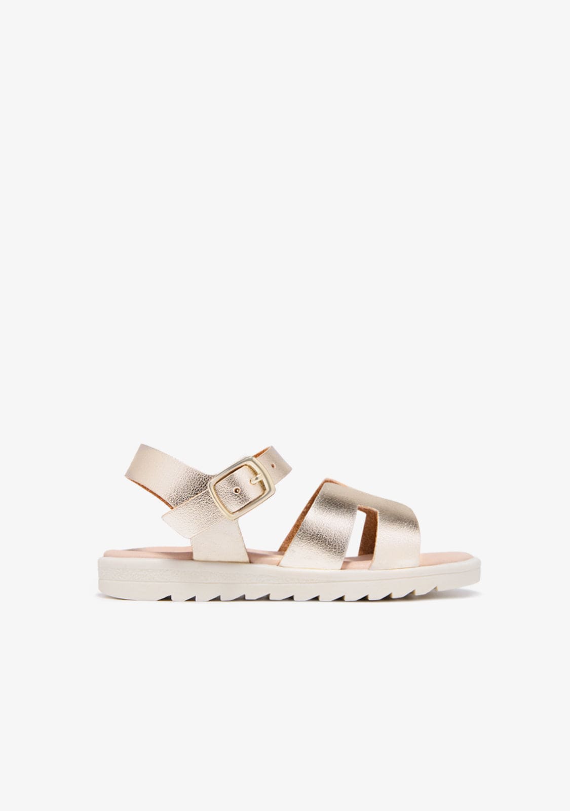 CONGUITOS HEBILLAS Gold Metalized Buckle Sandals