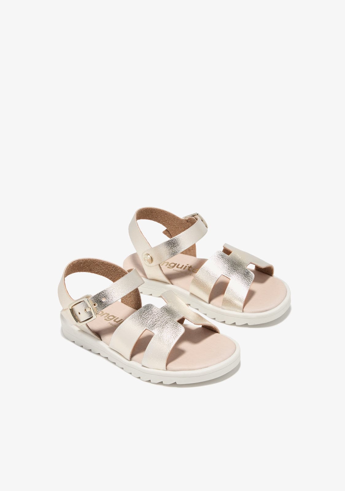 CONGUITOS HEBILLAS Gold Metalized Buckle Sandals