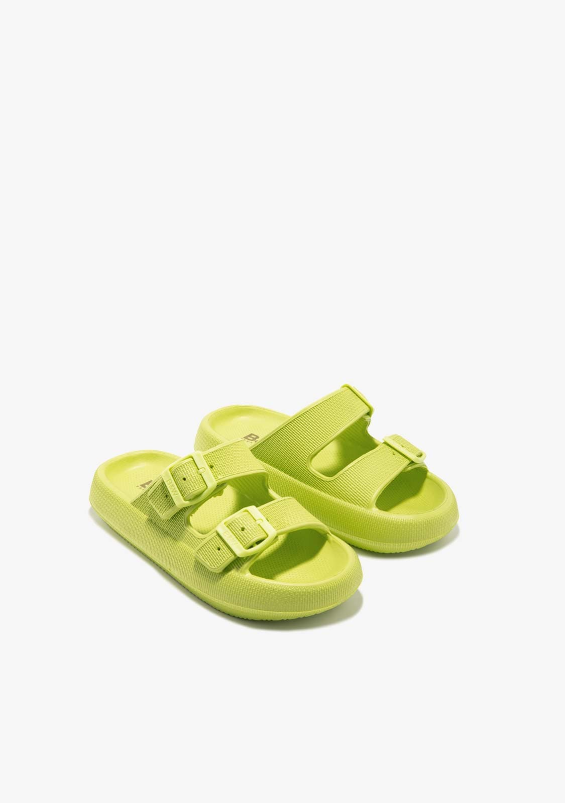 CONGUITOS HEBILLAS Lime Double Buckle Slides