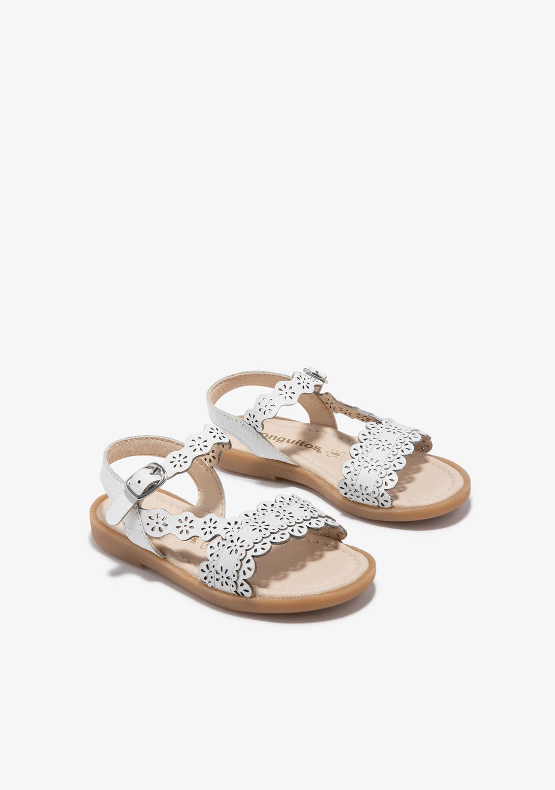 CONGUITOS HEBILLAS White Gold Texture Sandals