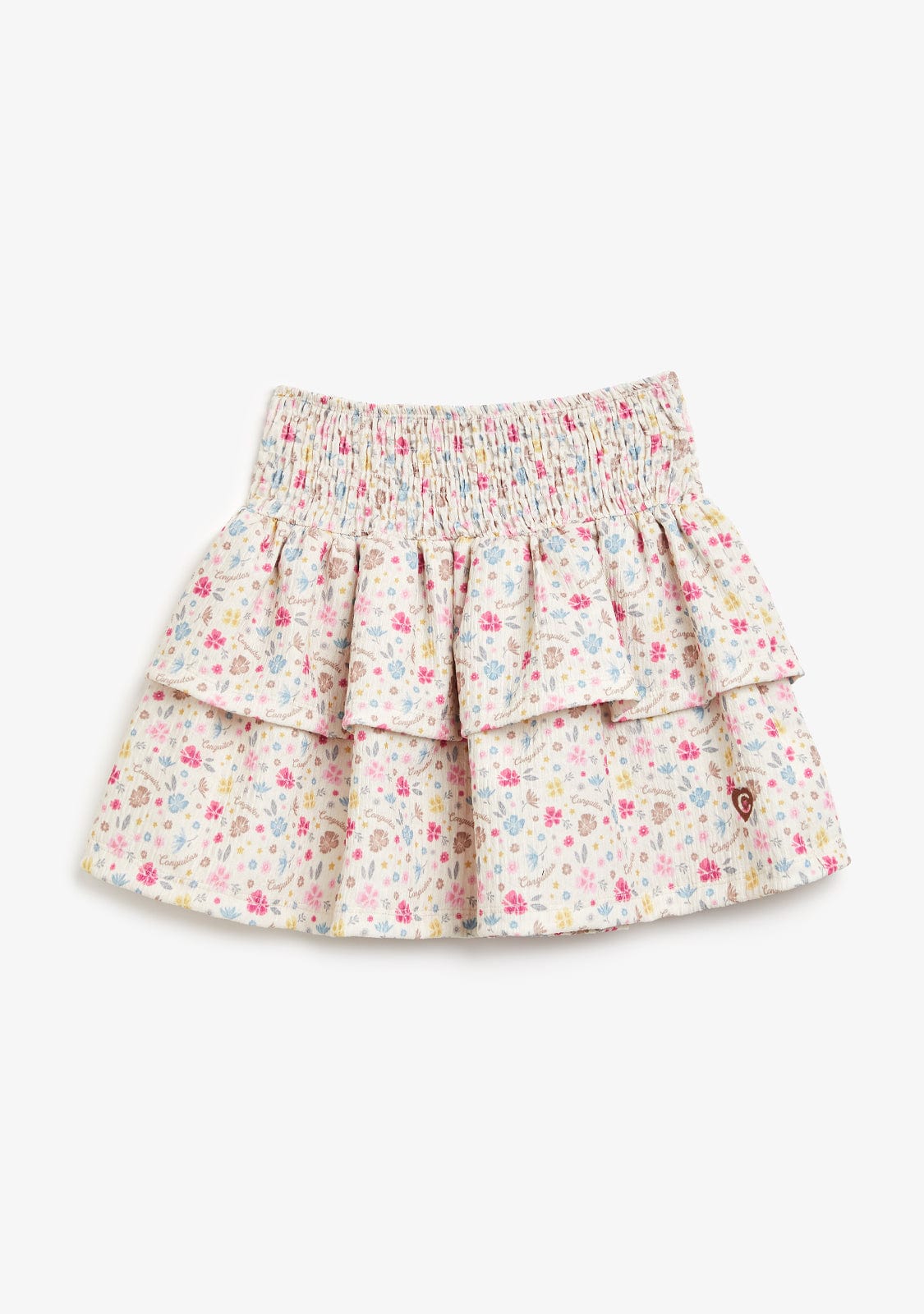 CONGUITOS ROPA / FALDAS Beige Flowers Ruffles Skirt