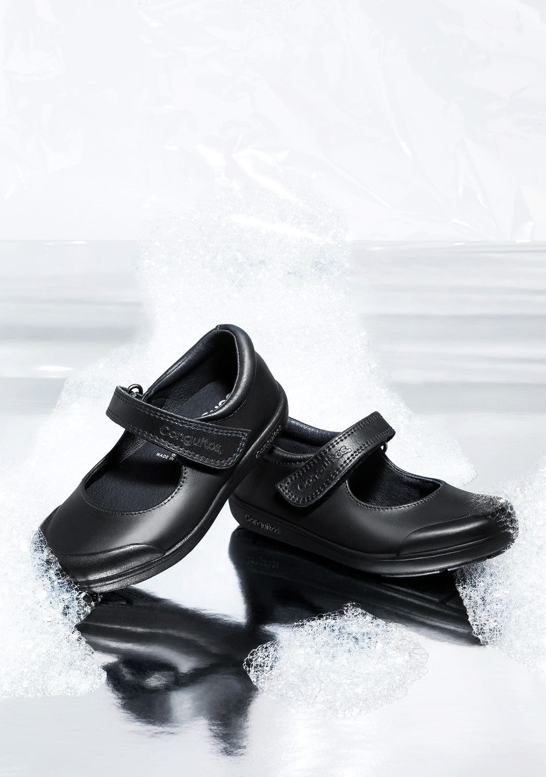 CONGUITOS Shoes Girl's Black Washable Leather School Shoes