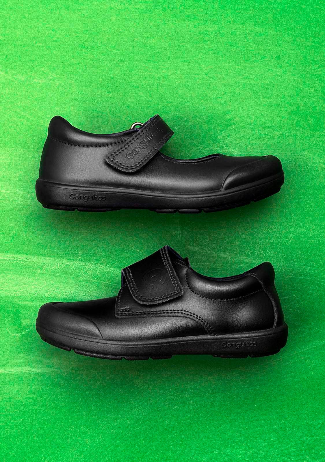 CONGUITOS Shoes Girl's Black Washable Leather School Shoes