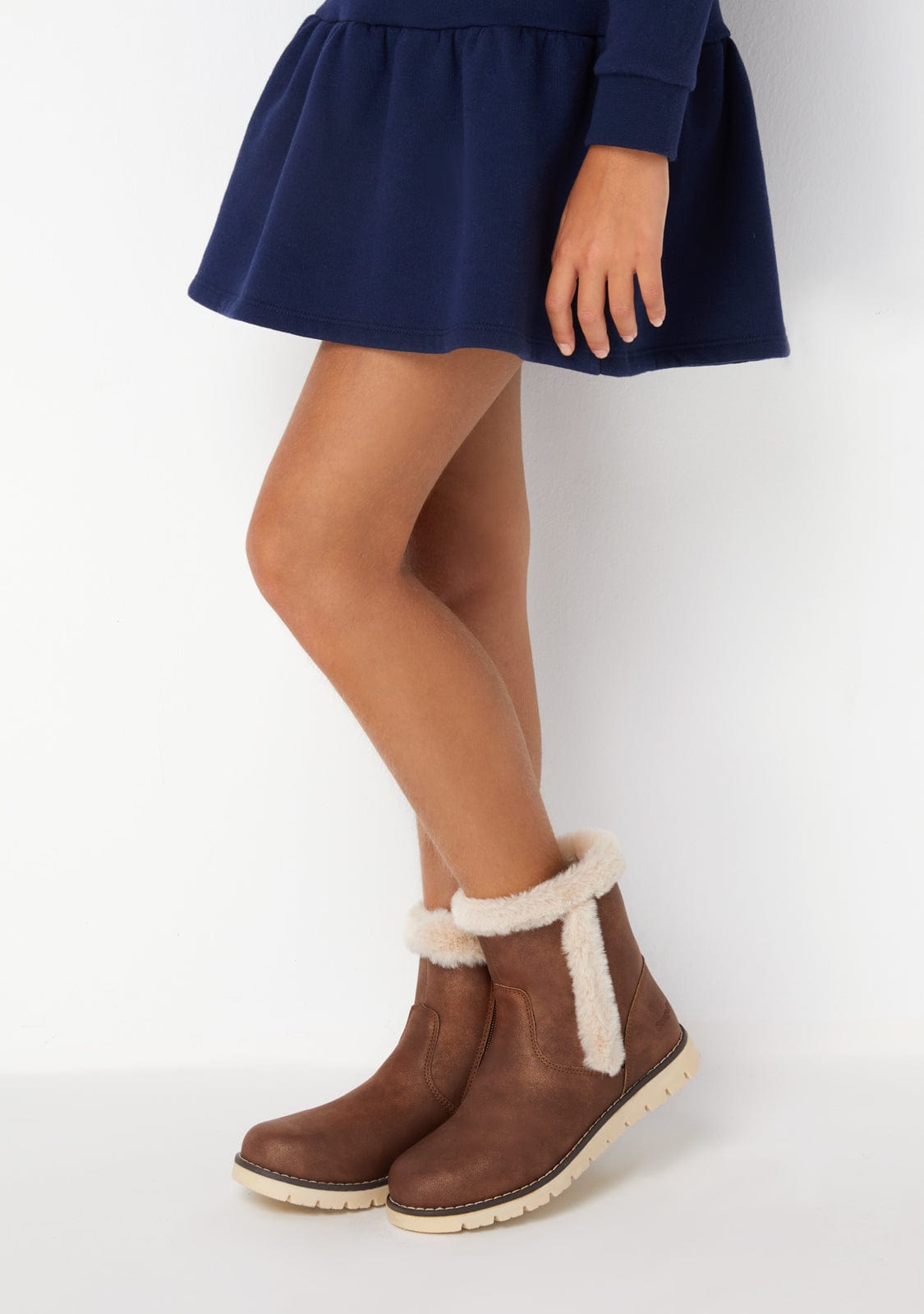 CONGUITOS Shoes Girl's Brown Fur Boots Napa