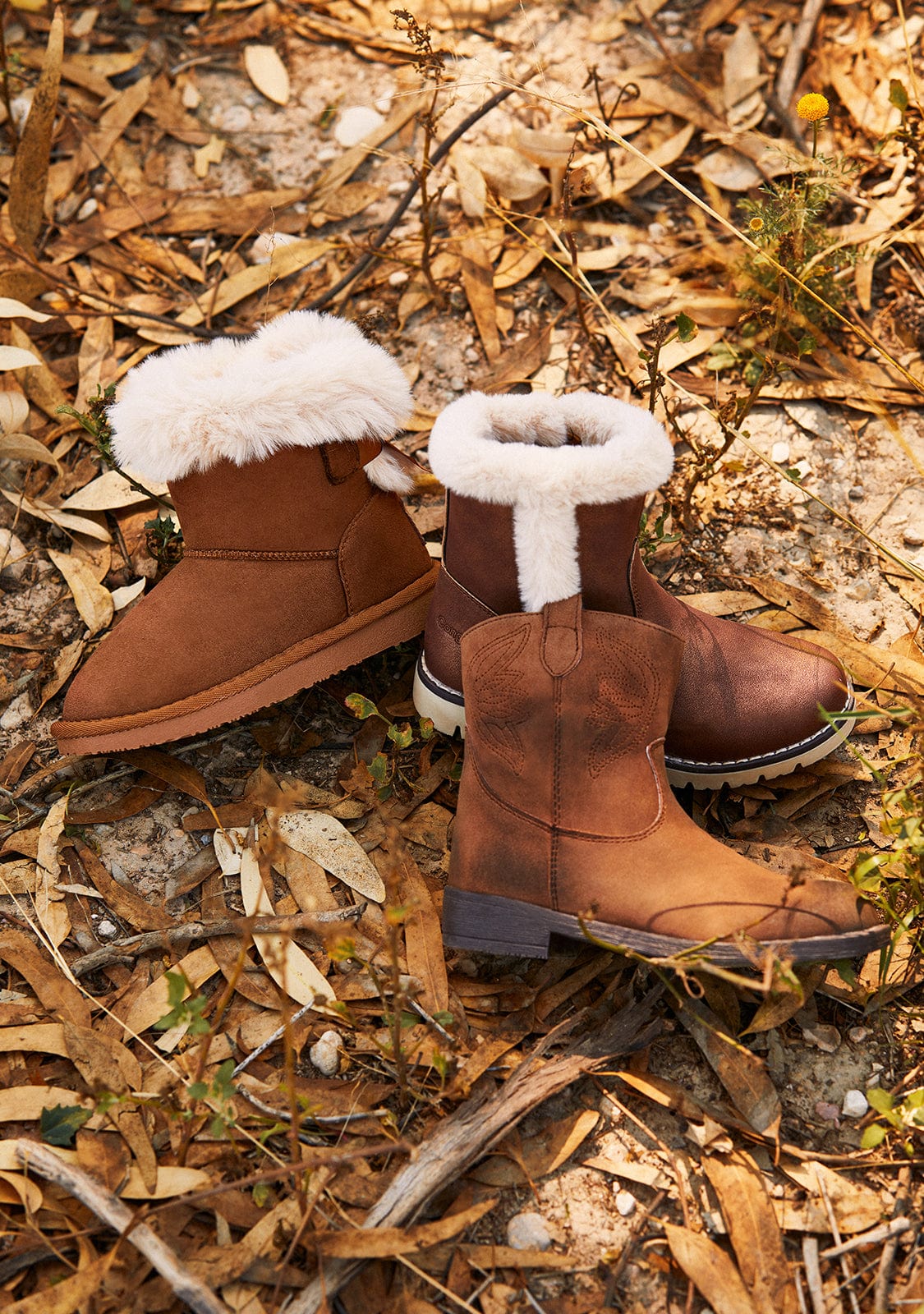 CONGUITOS Shoes Girl's Camel Cowboy Ankle Boots