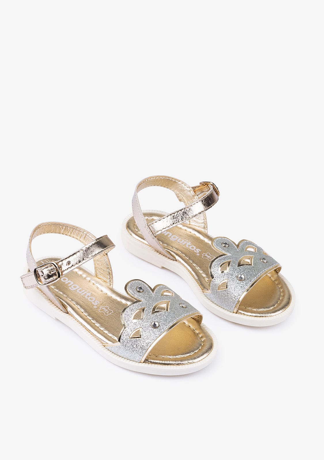 CONGUITOS Shoes Girl's Crown Silver Leather Sandals
