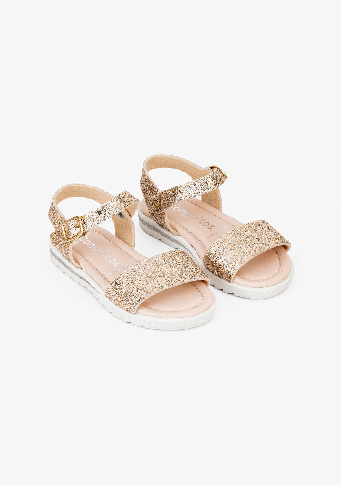 CONGUITOS Shoes Girl's Glitter Platinum Sandals