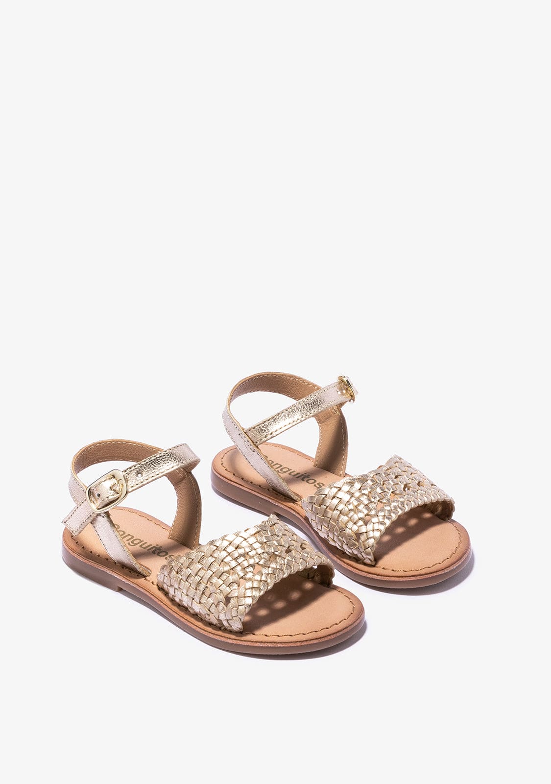 CONGUITOS Shoes Girl's Gold Buckle Texture Sandals Napa