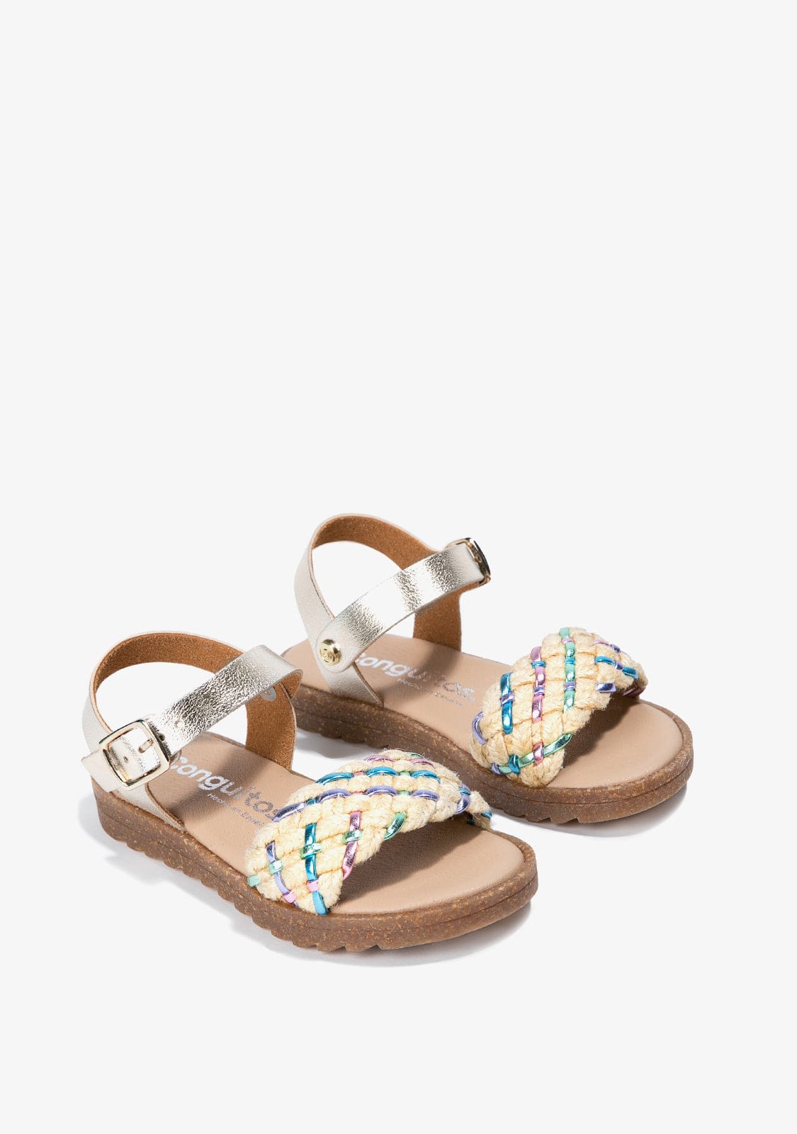 CONGUITOS Shoes Girl's Multicolour Braided Metallized Sandals
