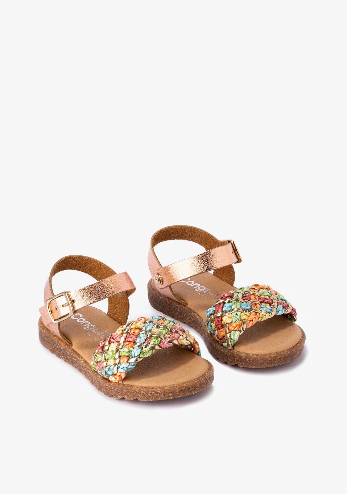 CONGUITOS Shoes Girl's Multicolour Buckle Metallized Sandals