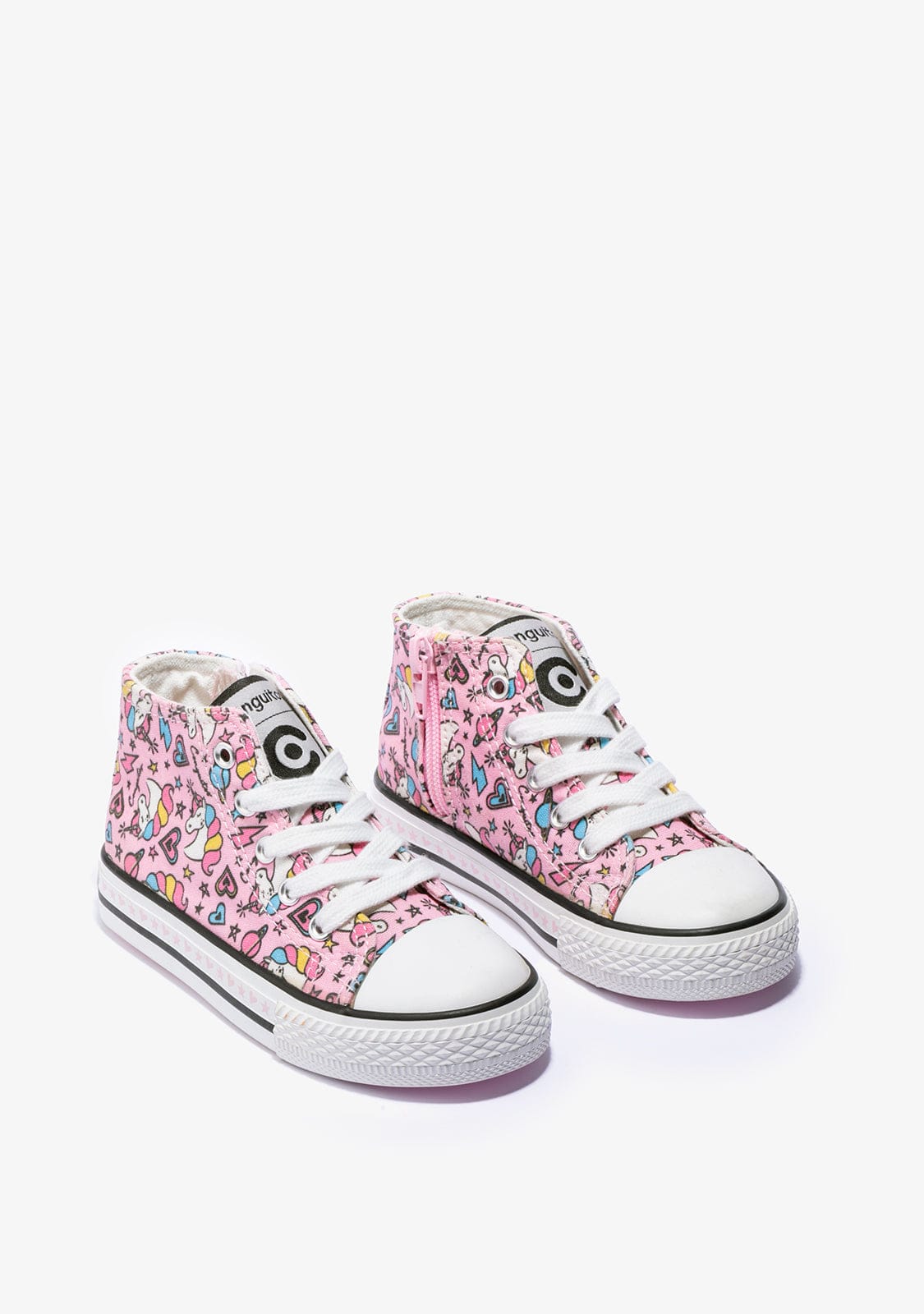 CONGUITOS Shoes Girl's Pink Cord Unicorn Hi-Top Sneakers Canvas