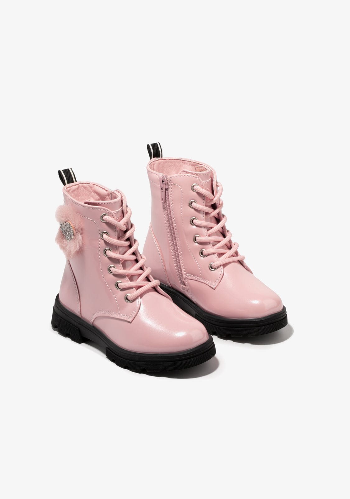 CONGUITOS Shoes Girl's Pink Pompon Cord Ankle Boots