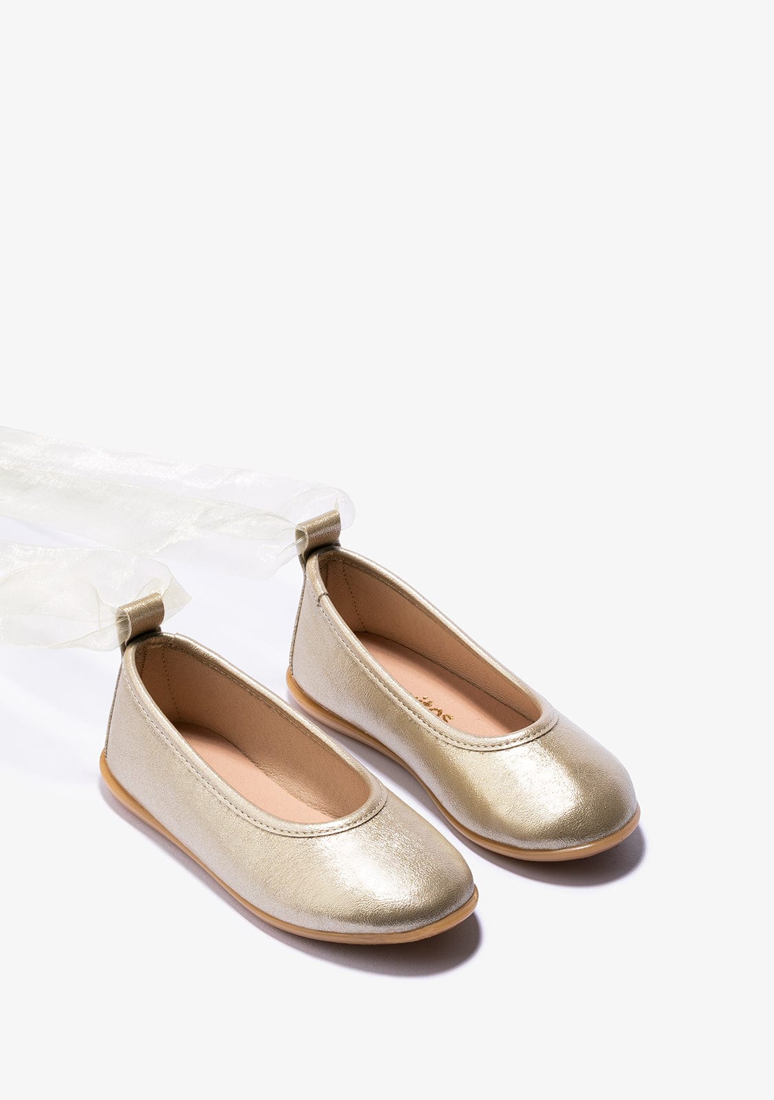 CONGUITOS Shoes Girl's Platinum Bow Ballerinas Metallized