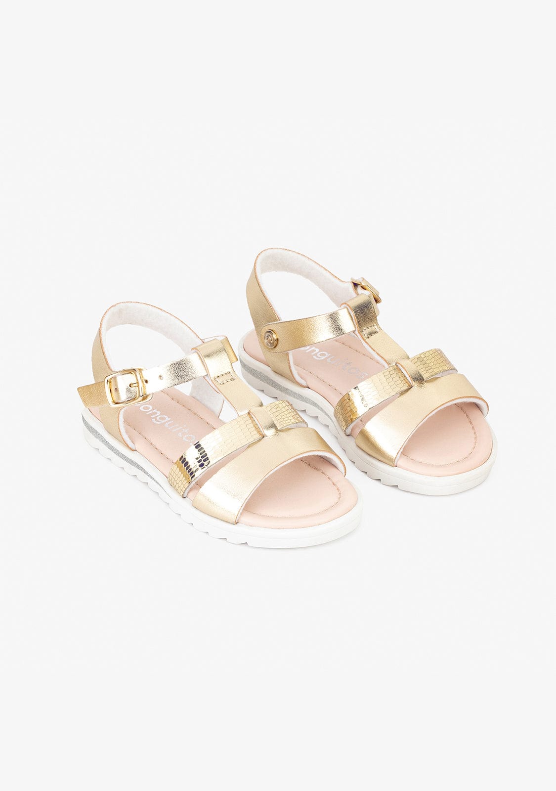 CONGUITOS Shoes Girl's Platinum Metallic Sandals