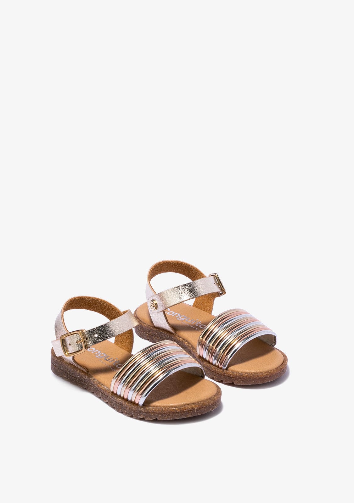 CONGUITOS Shoes Girl's Platinum Multicolour Metallized Sandals