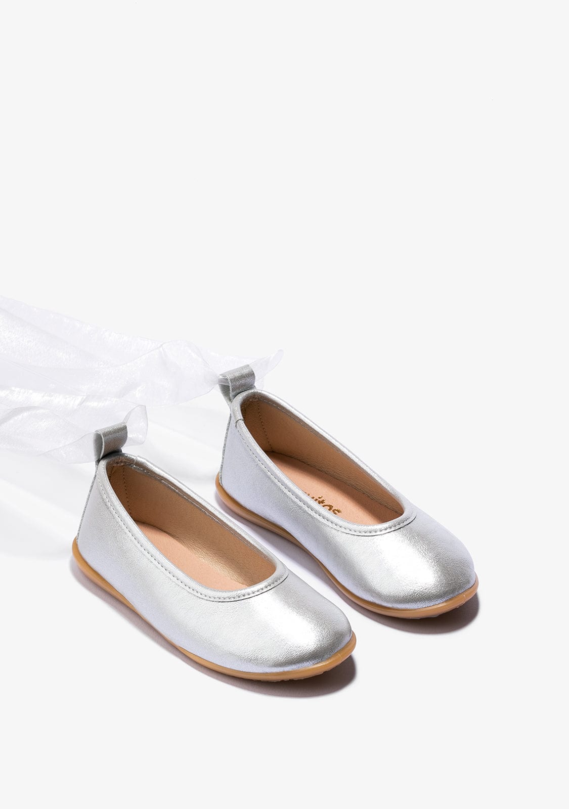 CONGUITOS Shoes Girl's Silver Bow Ballerinas Metallized